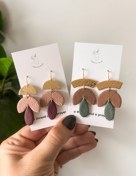 Funky Boho Fall Earrings | Earth Tones | Clay Earrings | Autumn Styles