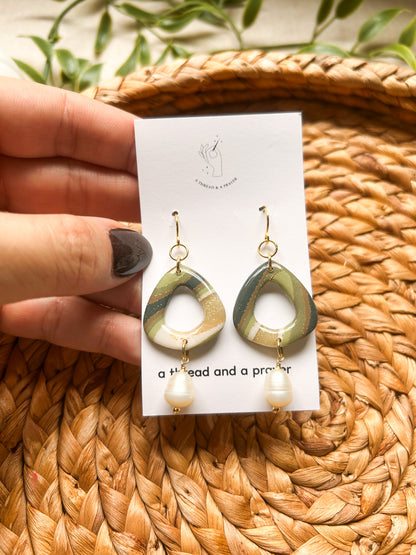 Green Faux Gemstone Earrings | Fancy Earrings | Glitter and Shine | Resin Coated Earrings | Lightweight