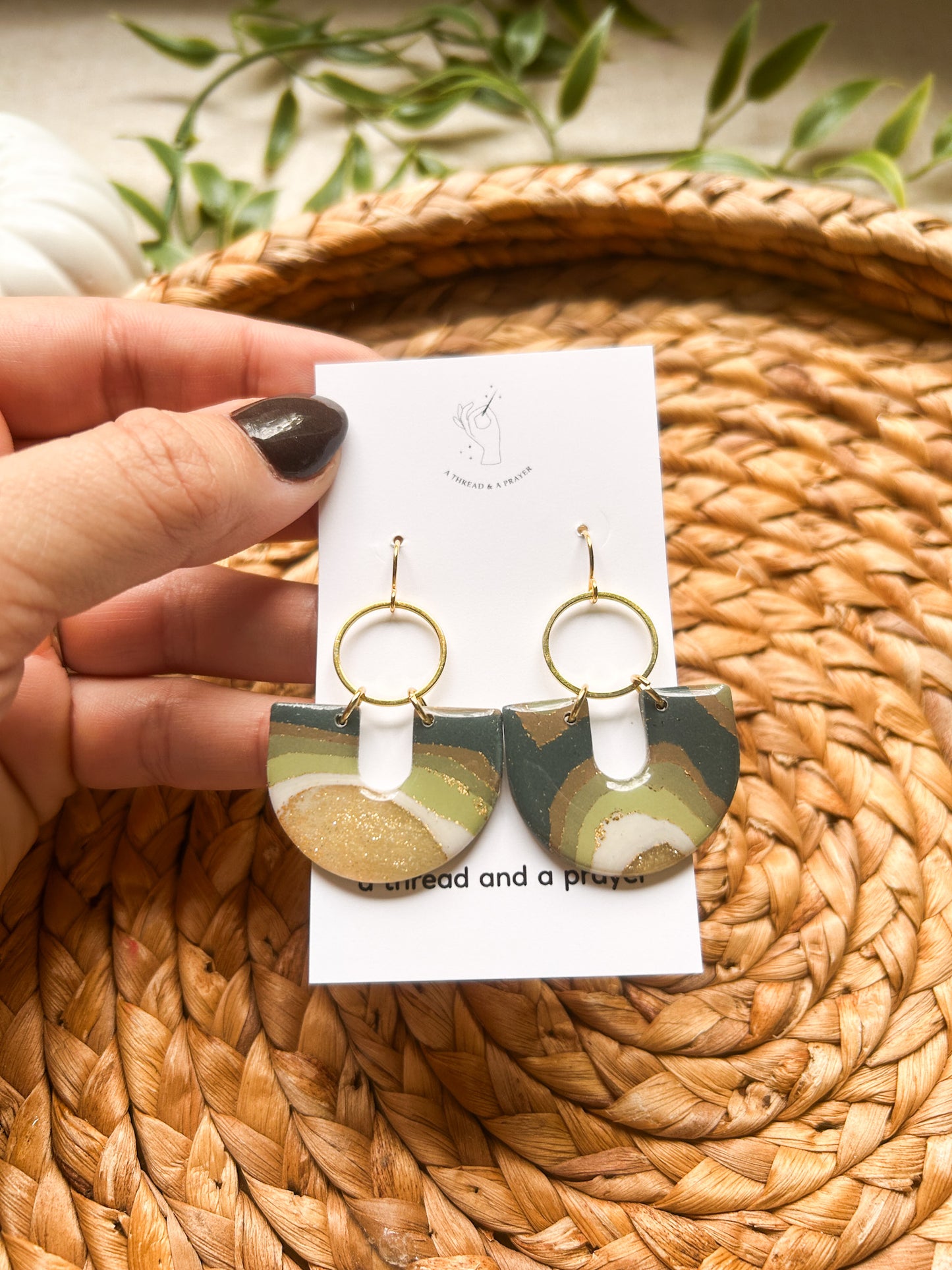 Green Faux Gemstone Earrings | Fancy Earrings | Glitter and Shine | Resin Coated Earrings | Lightweight