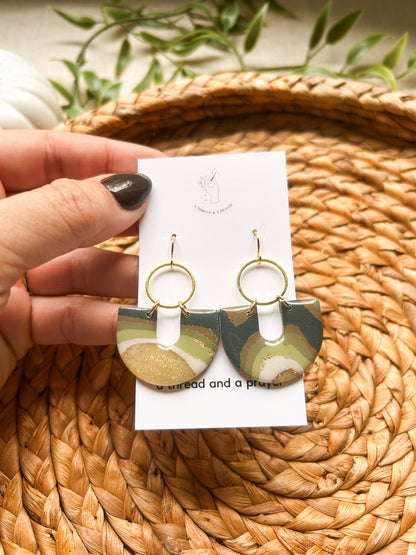 Green Faux Gemstone Earrings | Fancy Earrings | Glitter and Shine | Resin Coated Earrings | Lightweight