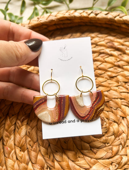 Warm Fall Colored Gemstone Earrings | Fancy Earrings | Glitter and Shine | Resin Coated Earrings | Lightweight