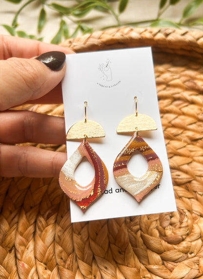 Warm Fall Colored Gemstone Earrings | Fancy Earrings | Glitter and Shine | Resin Coated Earrings | Lightweight