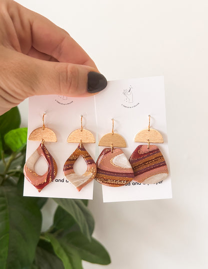 Warm Fall Colored Gemstone Earrings | Fancy Earrings | Glitter and Shine | Resin Coated Earrings | Lightweight