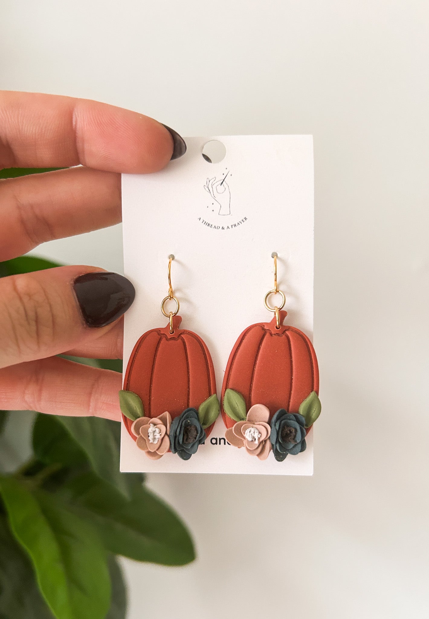 Adorable Floral Pumpkin Earrings | Autumn Colors | Fall Earrings | Earth Tones | Pumpkin Patch | Lightweight