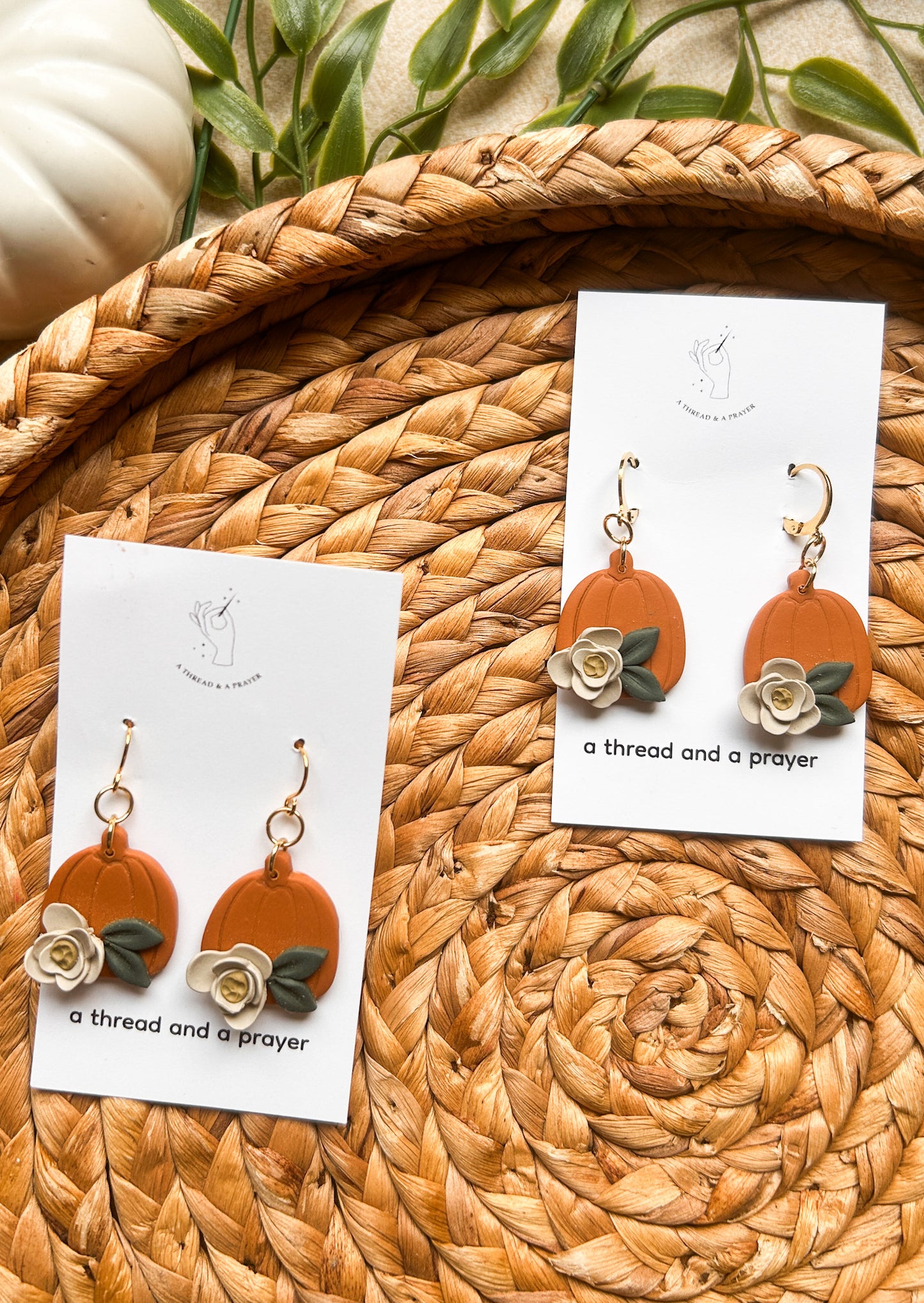 Dainty Pumpkin Floral Earrings | Autumn Colors | Fall Earrings | Earth Tones | Pumpkin Patch | Lightweight