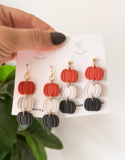 Black, Neutral and Orange Pumpkin Earrings | Autumn Colors | Fall Earrings | Earth Tones | Pumpkin Patch | Lightweight
