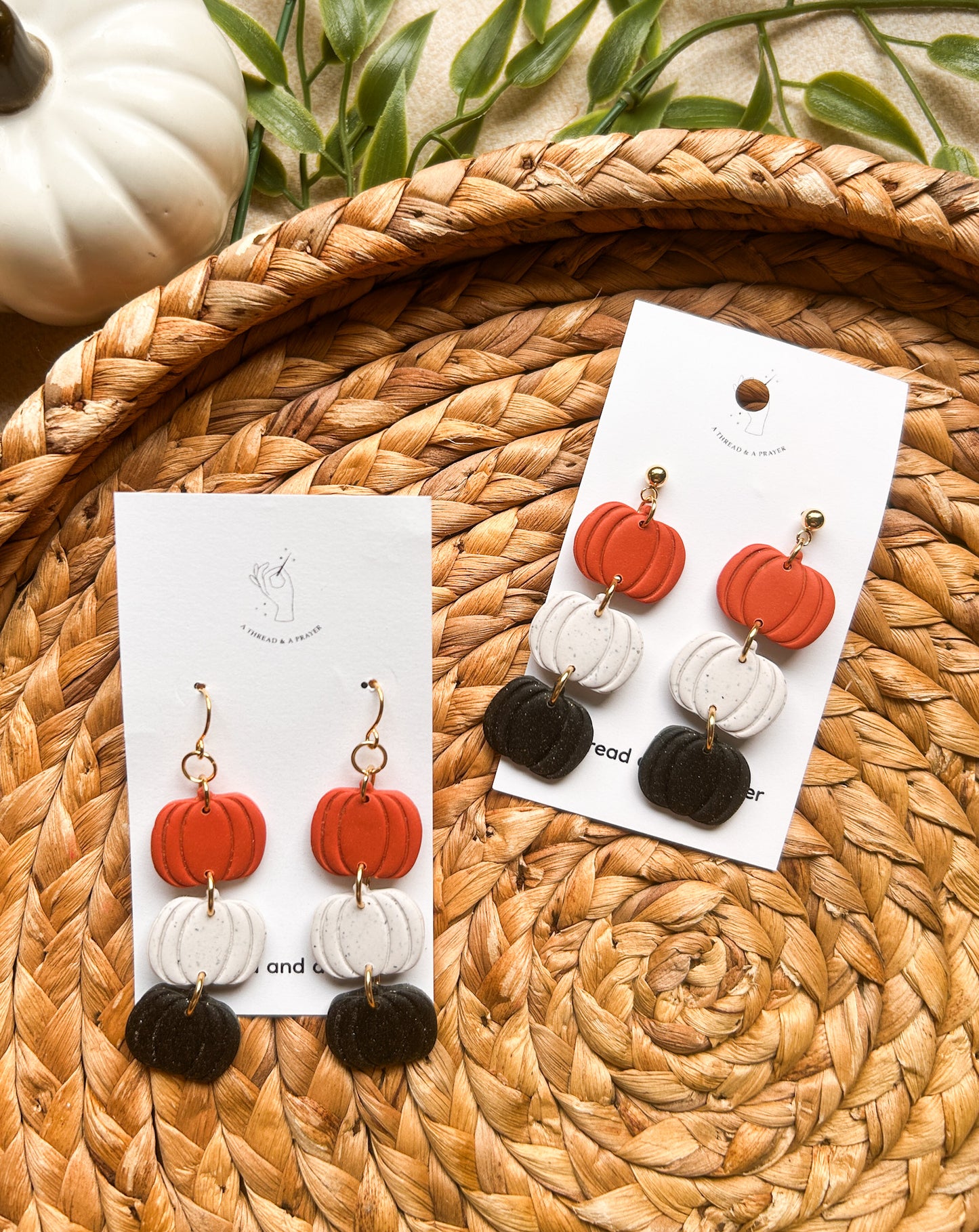 Black, Neutral and Orange Pumpkin Earrings | Autumn Colors | Fall Earrings | Earth Tones | Pumpkin Patch | Lightweight