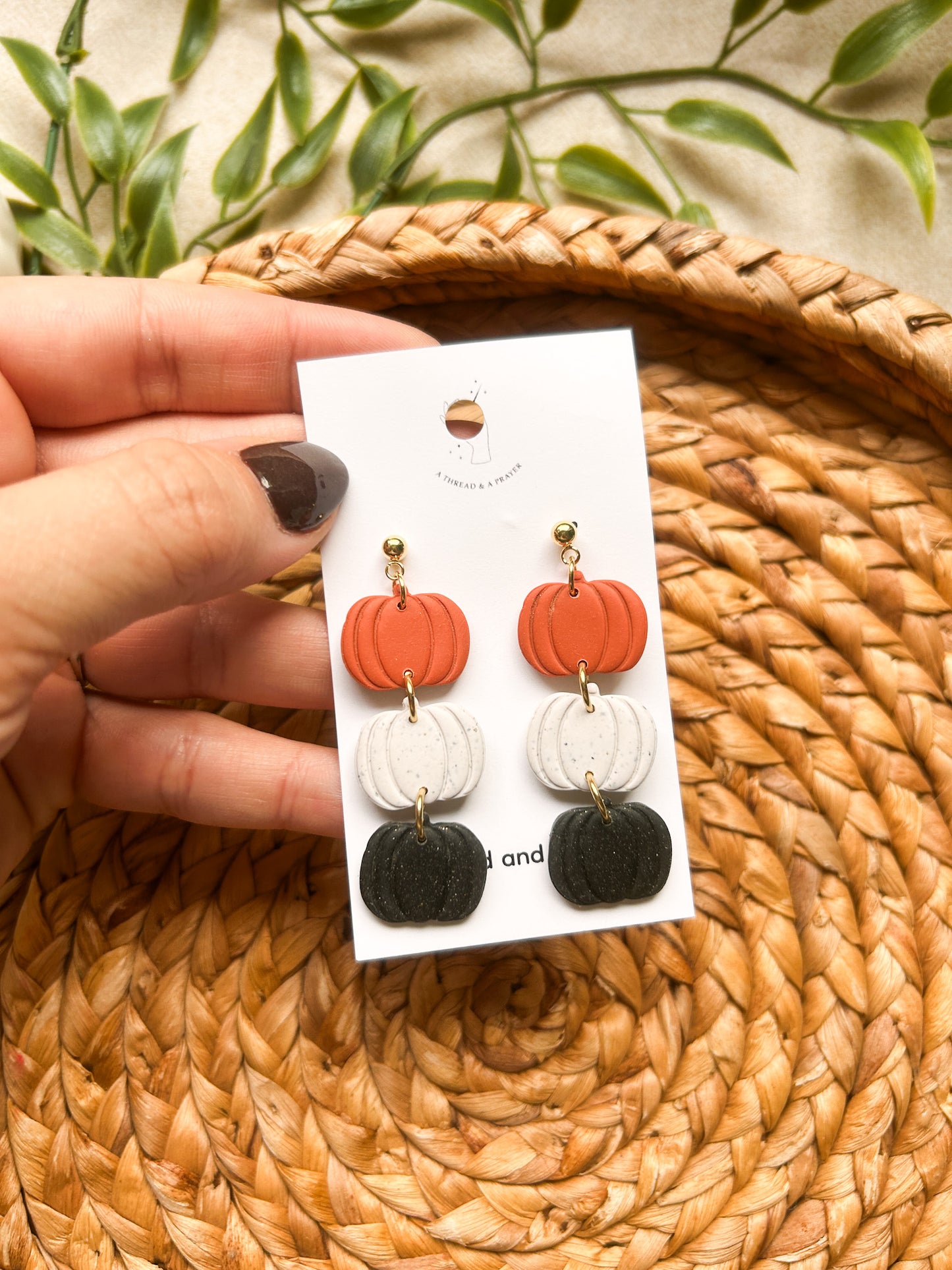 Black, Neutral and Orange Pumpkin Earrings | Autumn Colors | Fall Earrings | Earth Tones | Pumpkin Patch | Lightweight
