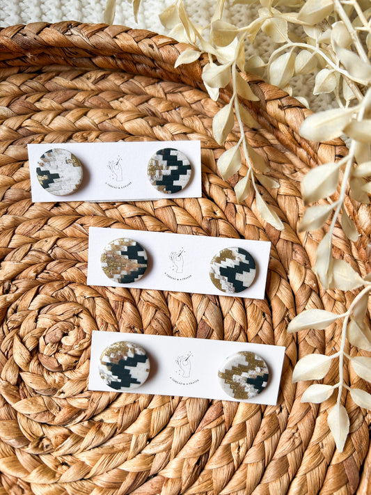 Set 3 | Navy Blue and Sparkle Vibes Studs | Brick Pattern | Small Studs | Stud Earrings | Everyday Wear  | Lightweight