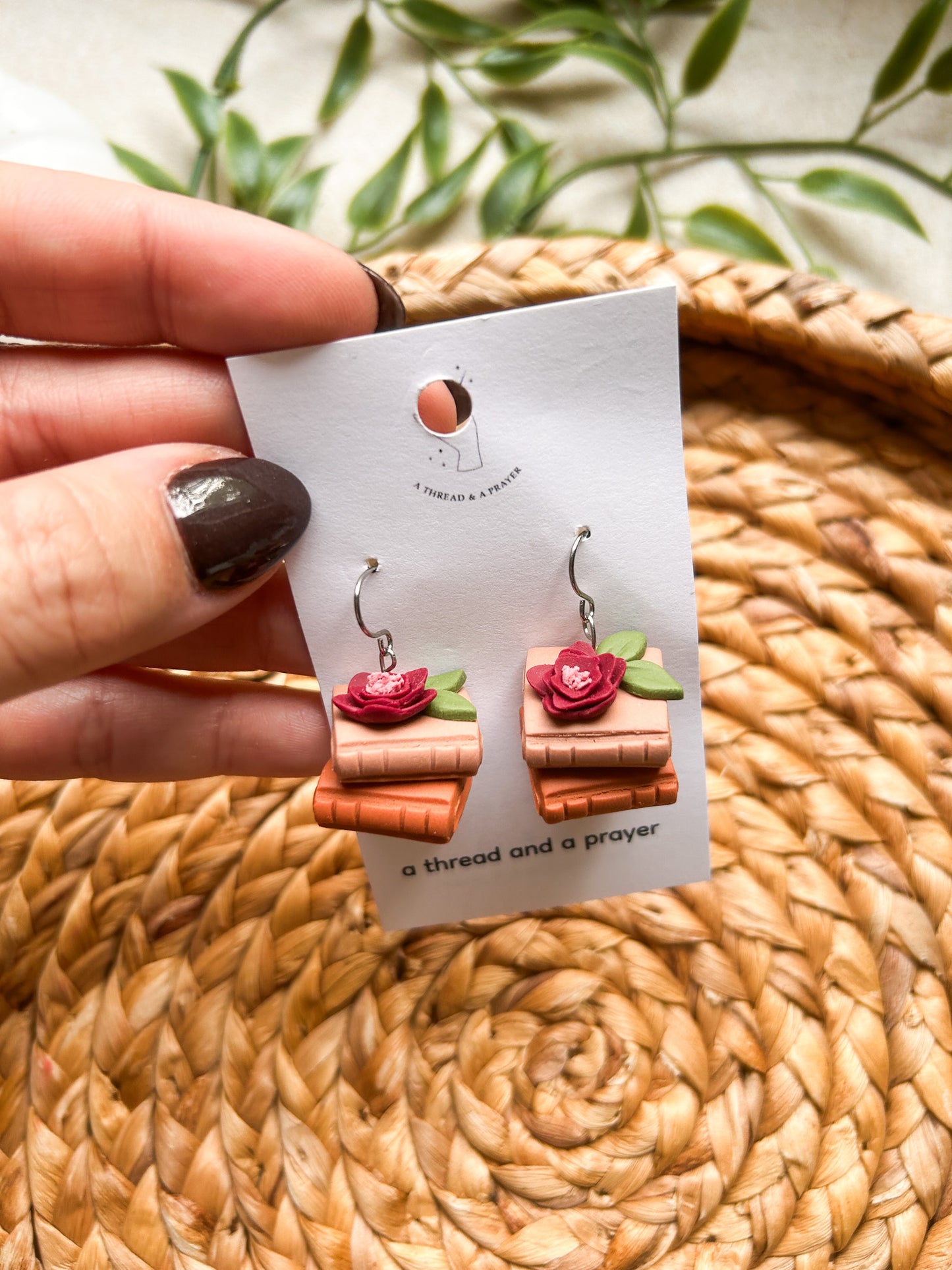 Fall Book Earrings | Library Book Stack | Floral Accents | Library Earrings | Book Earring | Learning is Fun