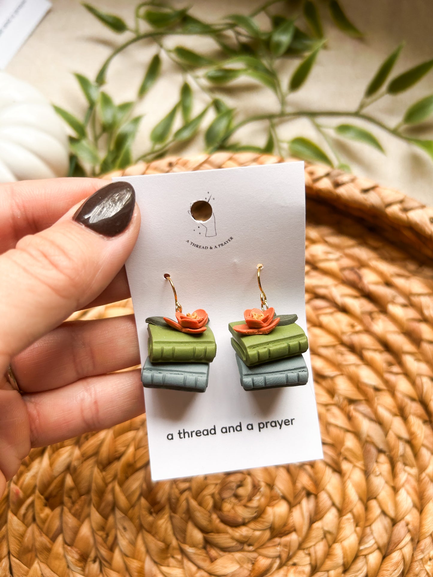 Fall Book Earrings | Library Book Stack | Floral Accents | Library Earrings | Book Earring | Learning is Fun