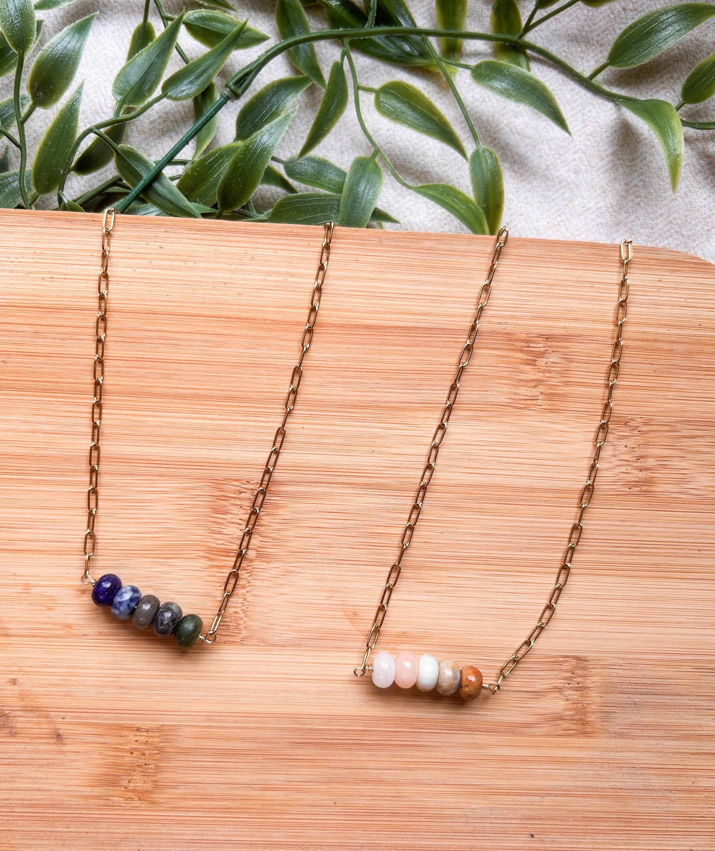 Chunky Chain Fall Bead Necklace |  Tarnish Free Necklace | 18in Chain