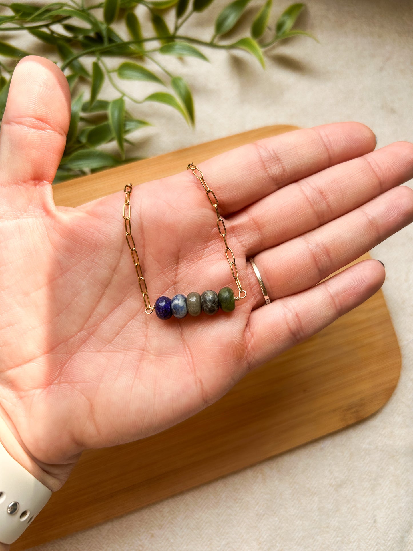 Chunky Chain Fall Bead Necklace |  Tarnish Free Necklace | 18in Chain