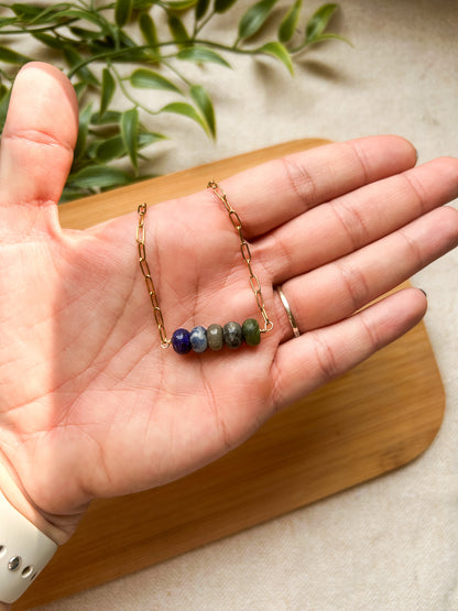 Chunky Chain Fall Bead Necklace |  Tarnish Free Necklace | 18in Chain