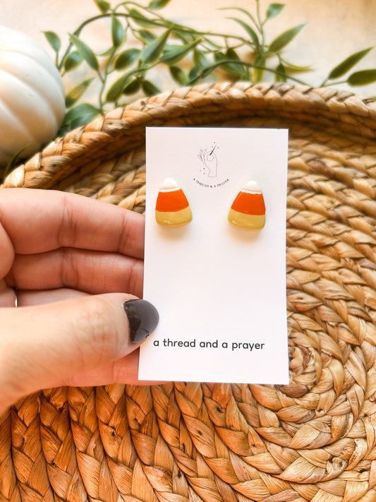 Candy Corn Studs | Halloween | Candy Earrings | Spooky | Trick or Treat | Lightweight