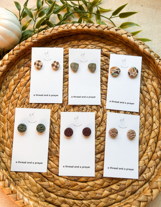 Autumn Studs | Stained Glass | Checkered | Knit Styles | Dainty | Lightweight | Titanium