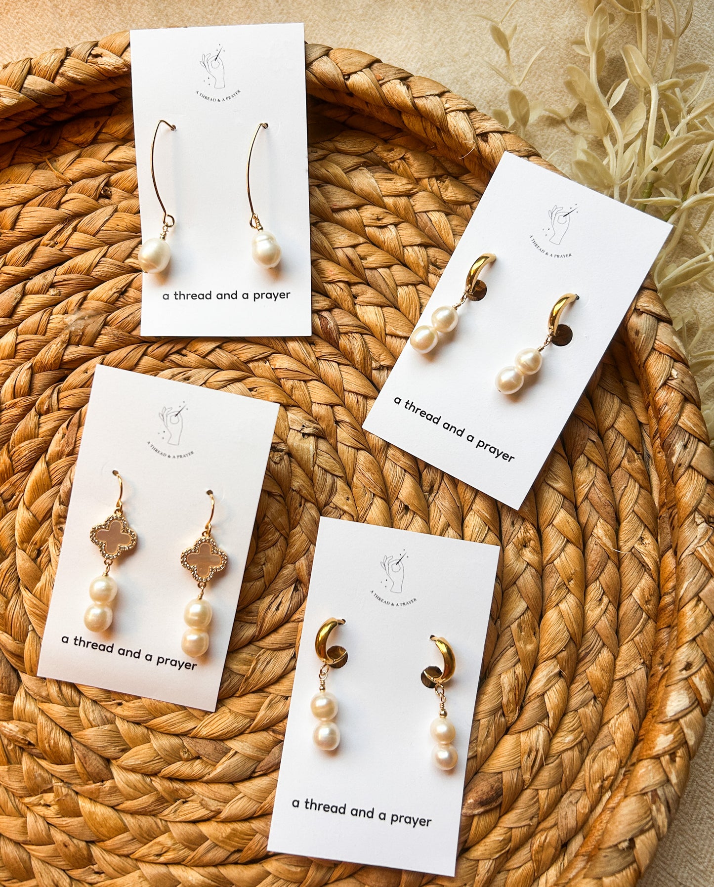 Dainty Pearl Winter Earrings | Classic Pearls | Giftable | Stocking Stuffer | Gold Plated Stainless Steel