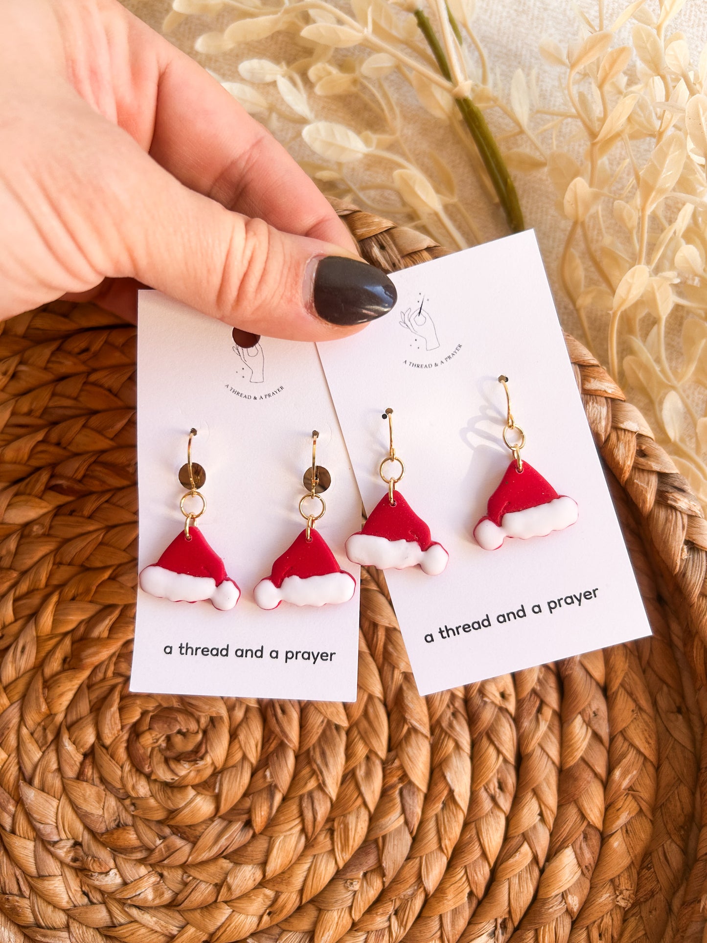 Santa Claus Hat Dainty Earrings | Christmas Style | Holidays | Christmas Gifts | Theme Earrings