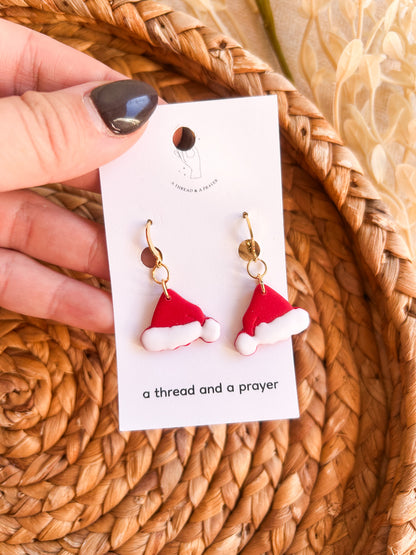 Santa Claus Hat Dainty Earrings | Christmas Style | Holidays | Christmas Gifts | Theme Earrings