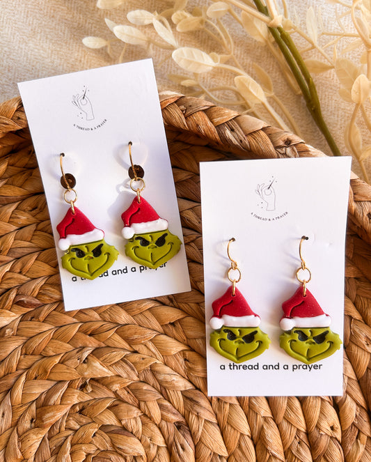 Don't be a GRINCH Clay Earrings | Christmas Style | Holidays | Christmas Gifts | Stocking Stuffers