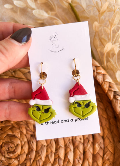 Don't be a GRINCH Clay Earrings | Christmas Style | Holidays | Christmas Gifts | Stocking Stuffers