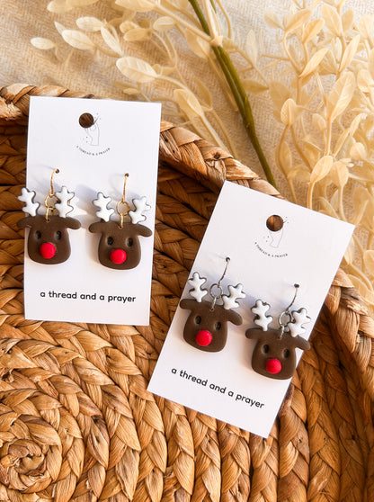 Rudolph the Reindeer Theme Earrings | Christmas Style | Holidays | Christmas Gifts