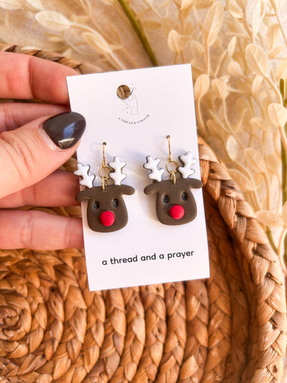 Rudolph the Reindeer Theme Earrings | Christmas Style | Holidays | Christmas Gifts
