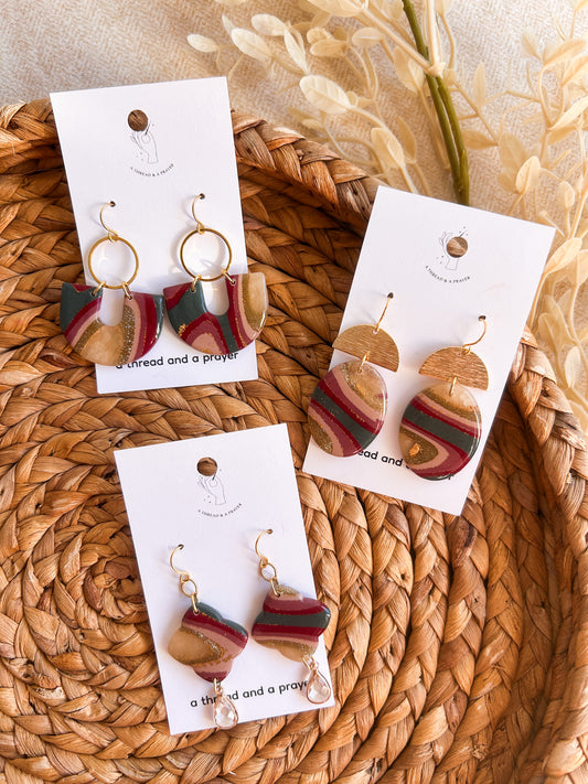 Vintage Colored Marble Earrings | Christmas Style | Holidays | Christmas Gifts | Elegant Style