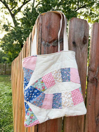 Vintage Basic Tote Bags  | Older Quilts | Upcycled Accessories | Vintage Fabric | Fall Tote Bag