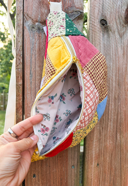 Vintage Quilt Crossbody Bag Style 3 | Fall Quilts | Upcycled Accessories | Fanny Pack | Adjustable Straps