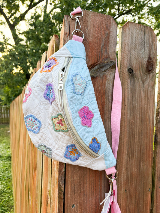Vintage Quilt Crossbody Bag Style 4 | Bright Quilts | Upcycled Accessories | Fanny Pack | Adjustable Straps