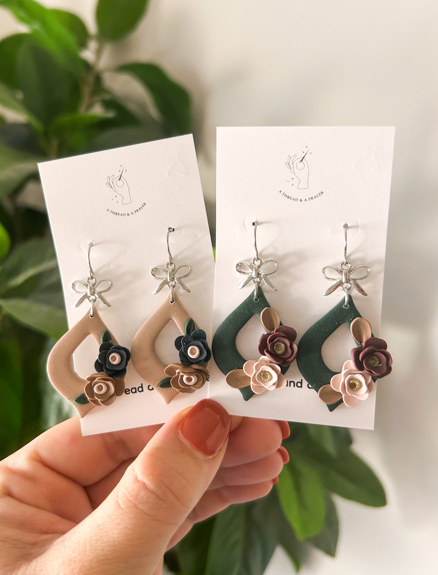 Winter Florals Clay Earrings | Dainty Flower Earrings | Trendy Styles | Lightweight | Deep Colors