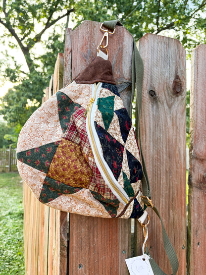 Vintage Quilt Crossbody Bag Style 3 | Fall Quilts | Upcycled Accessories | Fanny Pack | Adjustable Straps