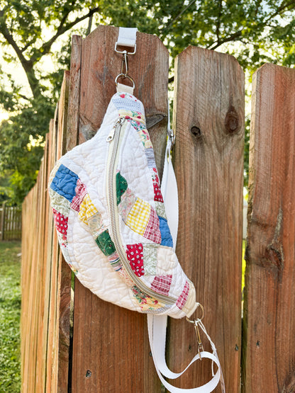 Vintage Quilt Crossbody Bag Style 1 | Wedding Ring | Upcycled Accessories | Fanny Pack | Adjustable Straps