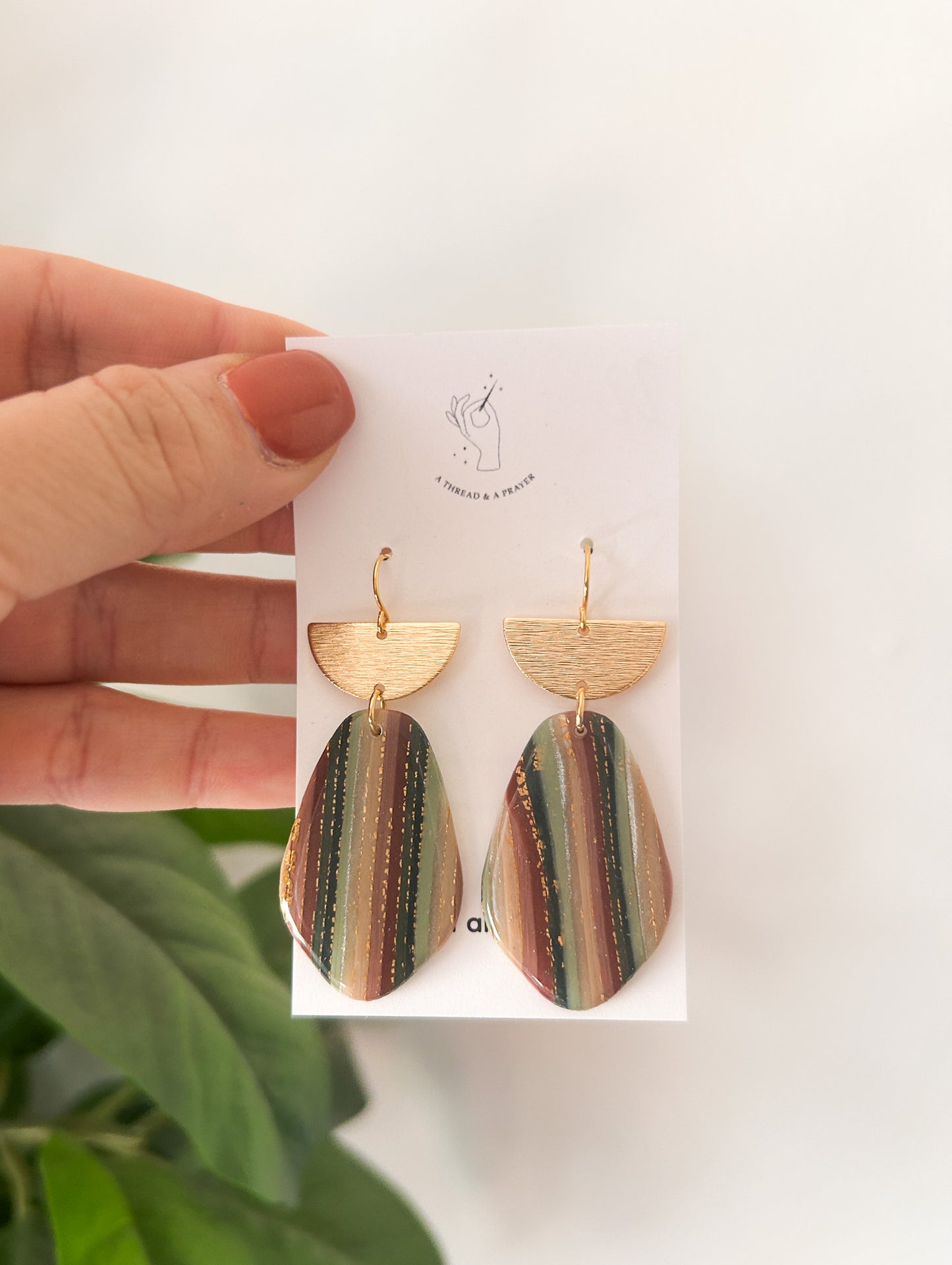 Cool Tone Gold Striped Earrings | Winter Trend | Clay Earrings | Autumn Styles