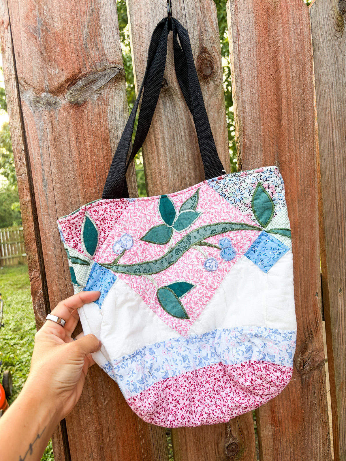 Vintage Basic Tote Bags  | Older Quilts | Upcycled Accessories | Vintage Fabric | Fall Tote Bag