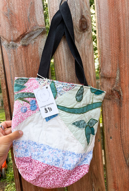 Vintage Basic Tote Bags  | Older Quilts | Upcycled Accessories | Vintage Fabric | Fall Tote Bag