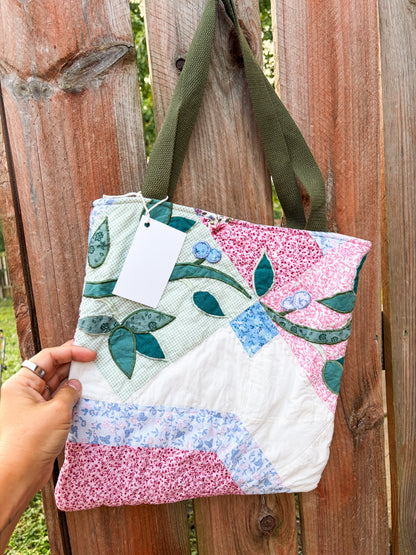Vintage Basic Tote Bags  | Older Quilts | Upcycled Accessories | Vintage Fabric | Fall Tote Bag