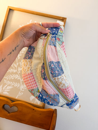 Vintage Quilt Crossbody Bag Style 1 | Wedding Ring | Upcycled Accessories | Fanny Pack | Adjustable Straps