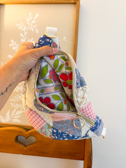 Vintage Quilt Crossbody Bag Style 1 | Wedding Ring | Upcycled Accessories | Fanny Pack | Adjustable Straps