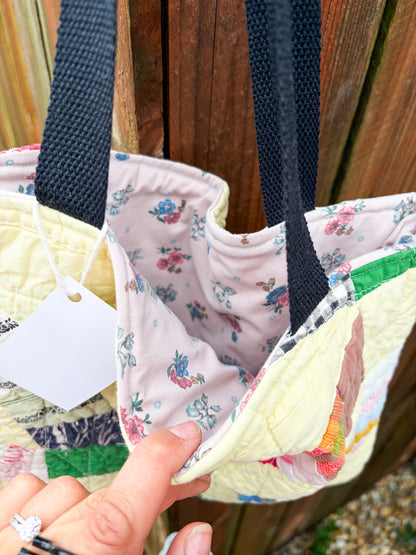 Vintage Basic Tote Bags  | Older Quilts | Upcycled Accessories | Vintage Fabric | Fall Tote Bag