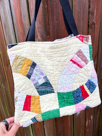 Vintage Basic Tote Bags  | Older Quilts | Upcycled Accessories | Vintage Fabric | Fall Tote Bag