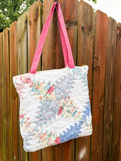 Vintage Zipper Tote Bags  | Older Quilts | Upcycled Accessories | Vintage Fabric | Fall Tote Bag