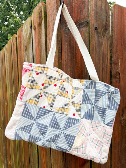 Vintage Basic Tote Bags  | Older Quilts | Upcycled Accessories | Vintage Fabric | Fall Tote Bag