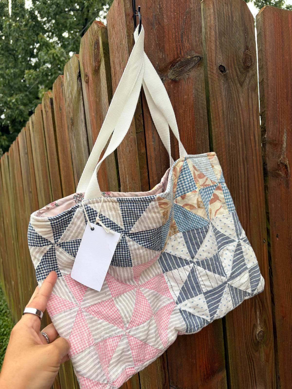 Vintage Basic Tote Bags  | Older Quilts | Upcycled Accessories | Vintage Fabric | Fall Tote Bag