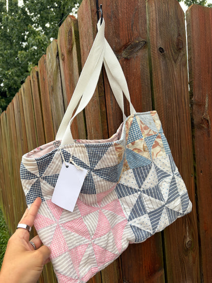 Vintage Basic Tote Bags  | Older Quilts | Upcycled Accessories | Vintage Fabric | Fall Tote Bag