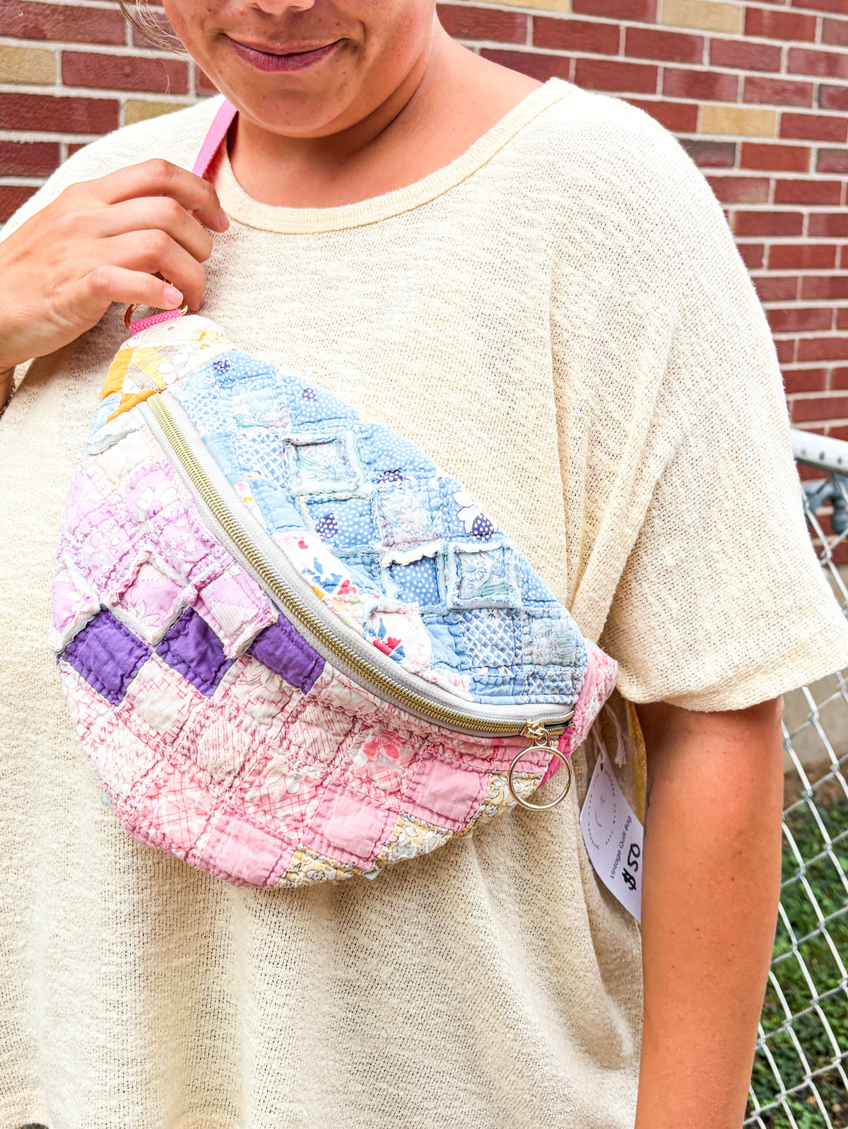 Vintage Quilt Crossbody Bag Style 4 | Bright Quilts | Upcycled Accessories | Fanny Pack | Adjustable Straps