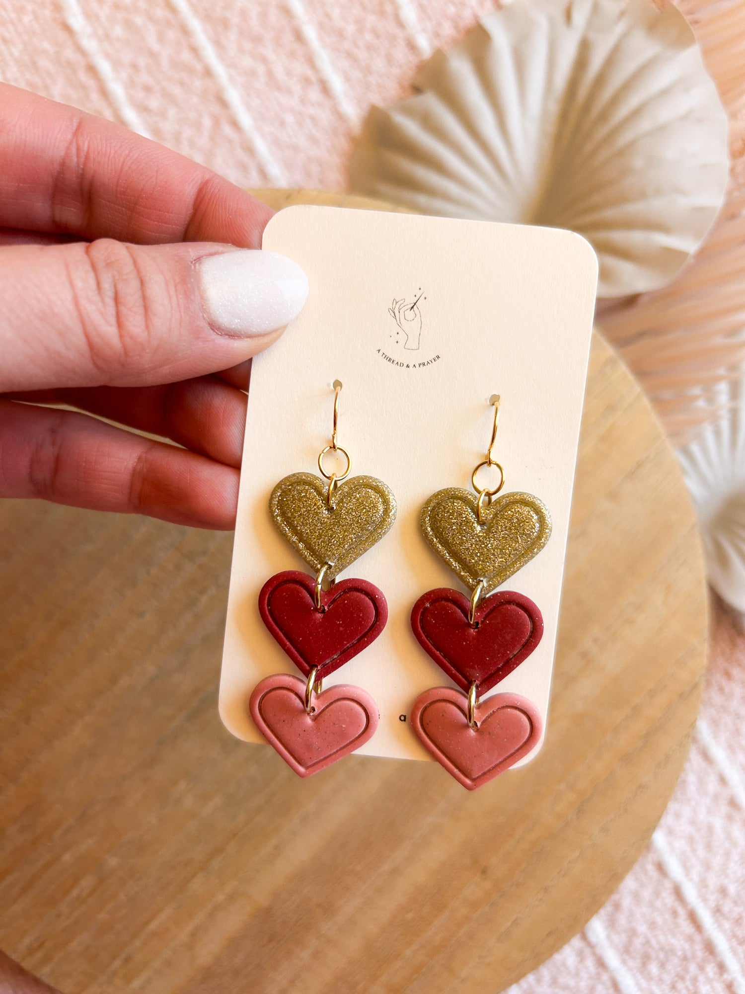 Valentines Day Earrings, Clay Earrings, Heart Earrings, 