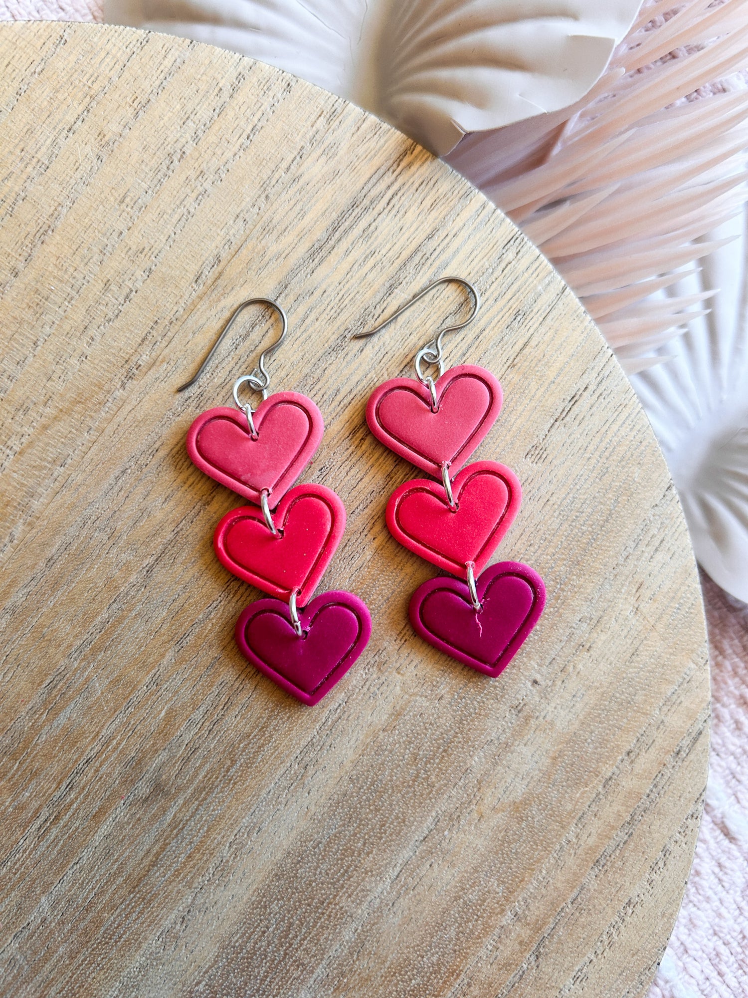 Valentines Day Earrings Pink Red Heart Sweater Cookie Polymer Clay