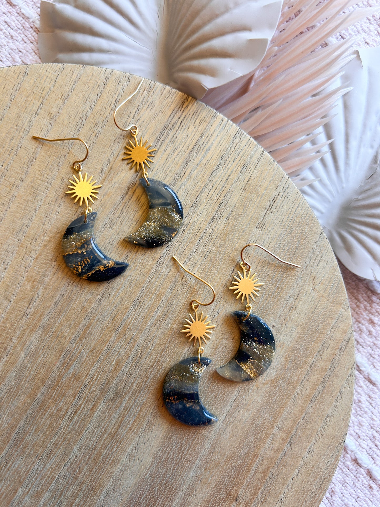 Blue Moon Cute Marble Winter Earrings | Fancy Earrings | Glitter and Shine | Resin Coated Earrings | Lightweight